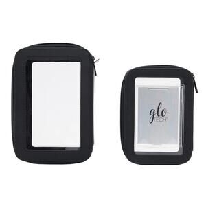 Glo Tech 3 Piece Set Cosmetic Bag Duo +Compact Mirror, Black